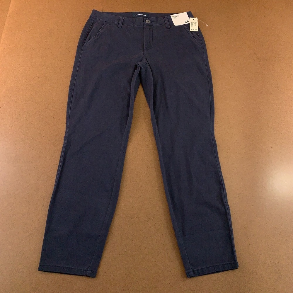 Aeropostale Womens Size 6 Short Slim Fit Low Rise Navy Skinny Uniform Pants NWT